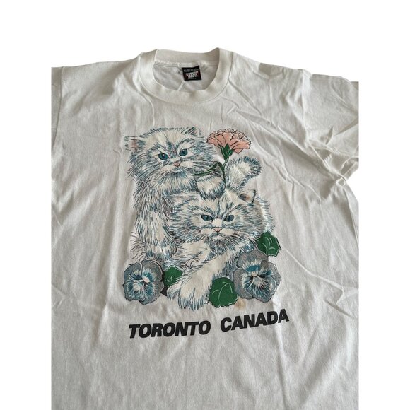 Vintage Toronto Canada Cat Graphic T-Shirt XL Screen Stars Best White Cat Lovers - Picture 4 of 9